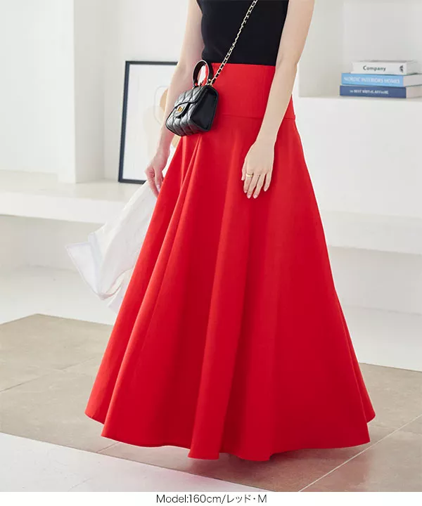 ハイウエスト マキシスカート ハイウエストマキシ丈フレアロングスカート – ABITOKYO （ アビ