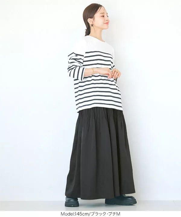 新品タグ付き黒スカート 田中亜希子さんコラボ ］タックプリーツスカート [M3918