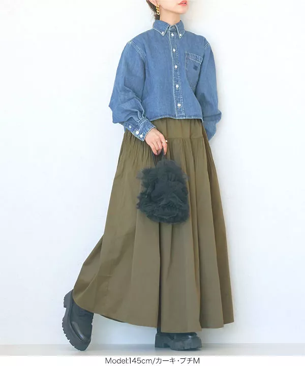 新品タグ付き黒スカート 田中亜希子さんコラボ ］タックプリーツスカート [M3918