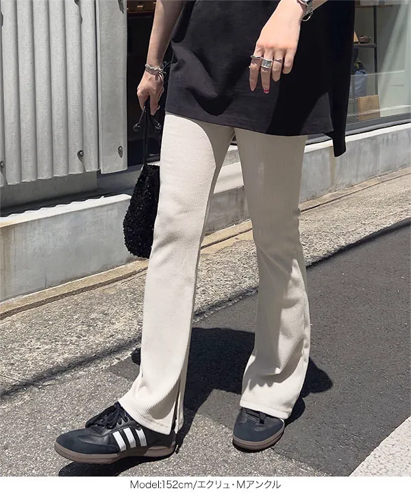 選べる3丈 接触冷感サイドスリットフレアリブパンツ [M3932
