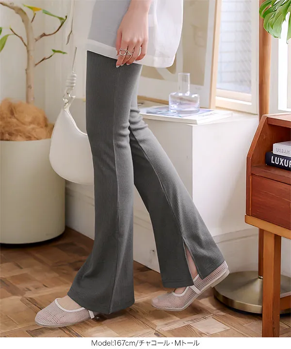 選べる3丈 接触冷感サイドスリットフレアリブパンツ [M3932]
