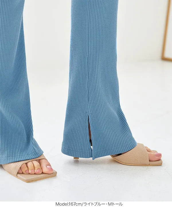 選べる3丈 接触冷感サイドスリットフレアリブパンツ [M3932]