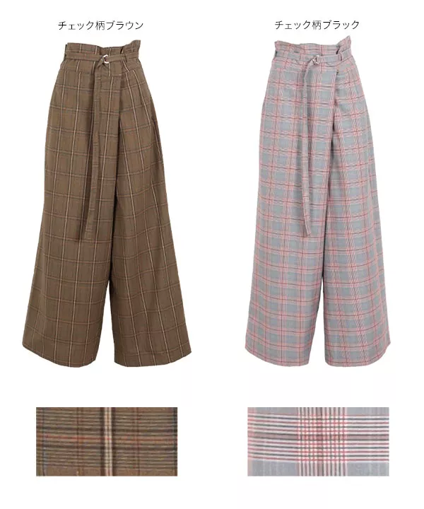 ベルト付きラップ風ストレートワイドパンツ [M3962]