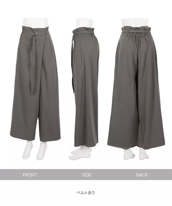 ベルト付きラップ風ストレートワイドパンツ [M3962] | SALE