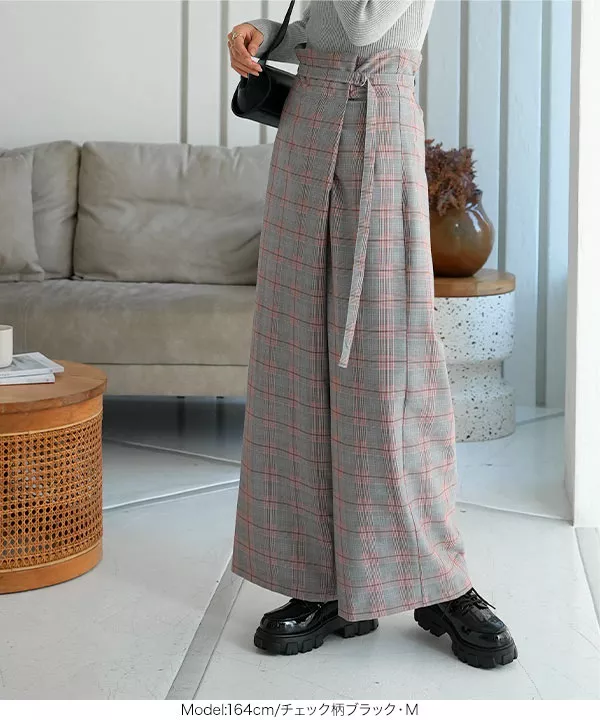 ベルト付きラップ風ストレートワイドパンツ [M3962]