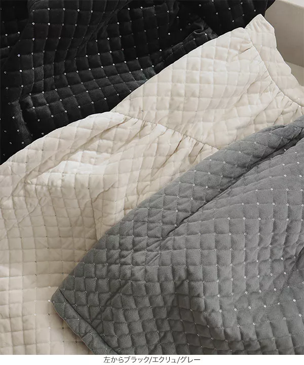 プチレタス ] キラキラドットキルティングティアードスカート [M3981