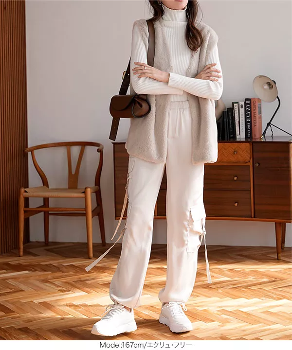 新品・タグ付き】L´Appartement フィブリルサテン カーゴパンツ