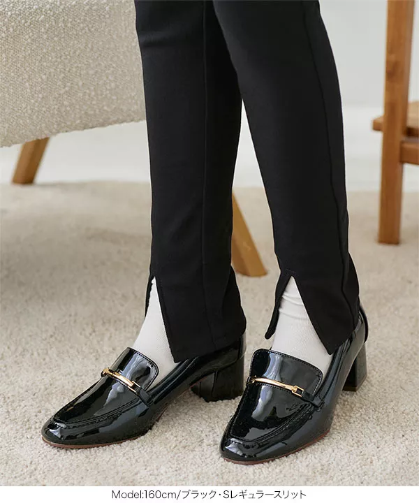 [裏微起毛]選べる2タイプ裾スリットストレッチスキニーパンツ[M3991]
