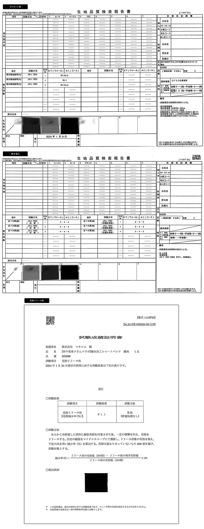 [ 田中亜希子さんコラボ ]選べる3サイズ　撥水加工ショートパンツ [M3999]