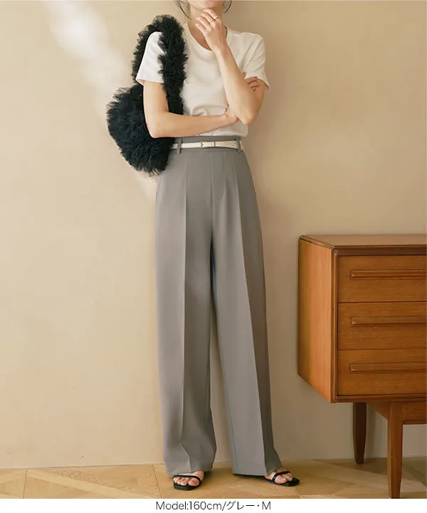 選べるサイズ 美脚ジャージーワイドパンツ [M4019] - レディース