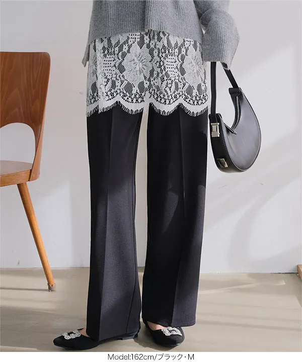 選べるサイズ 美脚ジャージーワイドパンツ [M4019] - レディース