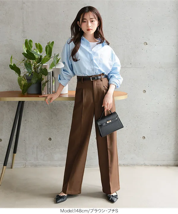 Petitle / プチレ ] タックワイドストレートパンツ [M4027