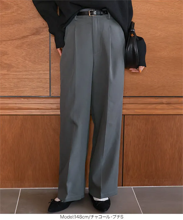 Petitle / プチレ ] タックワイドストレートパンツ [M4027