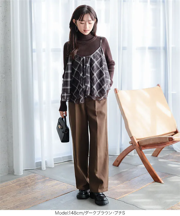 [ Petitle / プチレ ] 選べるサイズ タックワイドストレートパンツ [M4027]| 特別価格&送料無料 10/23(金)12:00~10/26(月)12:00まで