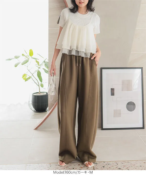ダイバー素材ワイドカーブパンツ [M4050]