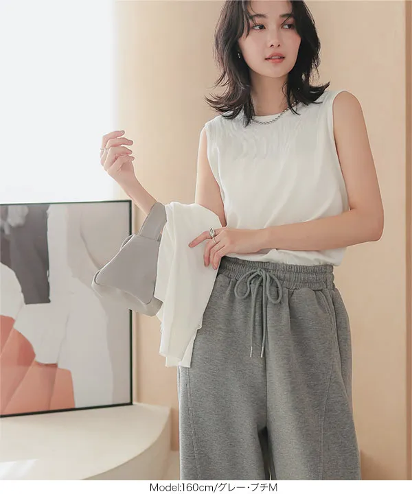 ダイバー素材ワイドカーブパンツ [M4050] - レディースファッション