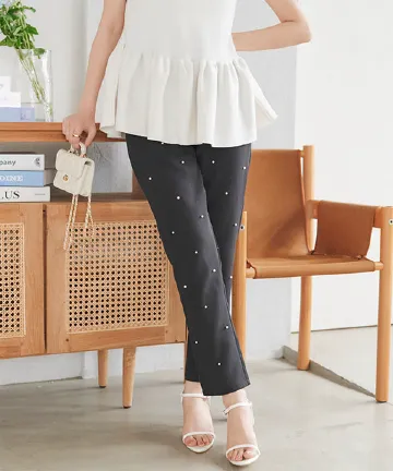パール付きテーパードパンツ [M4063]