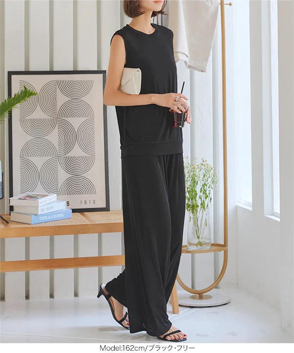 接触冷感イージーパンツ [M4081] - レディースファッション通販