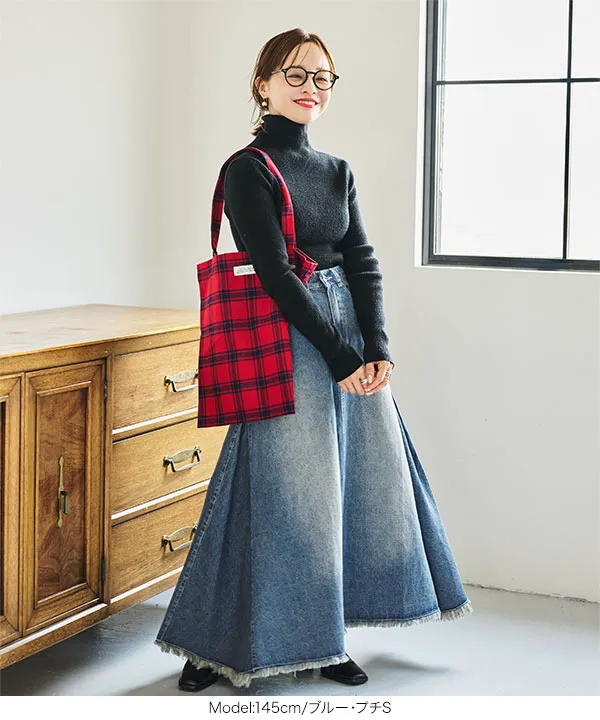 田中亜希子さんコラボ ] 選べる3サイズ デニムフレアスカート