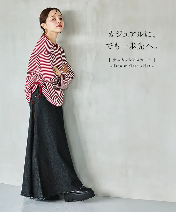 田中亜希子さんコラボ ] 選べる3サイズ デニムフレアスカート