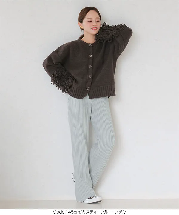 田中亜希子さんコラボ ] 選べる2丈 リブニットパンツ [M4090