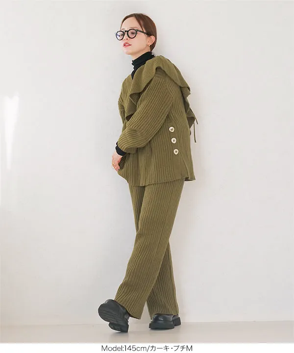 田中亜希子さんコラボ ] 選べる2丈 リブニットパンツ [M4090