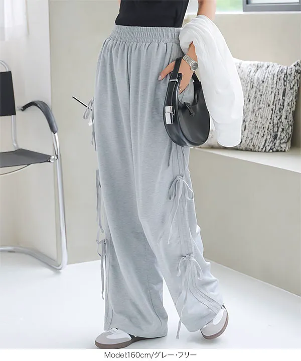 サイドリボンワイドパンツ [M4097] - レディースファッション