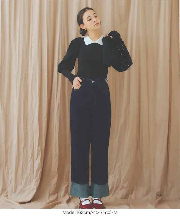 ロールアップストレートデニムパンツ [M4112] | SALE