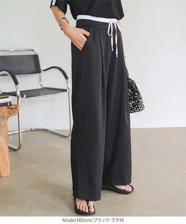チャコット ハイウエスト ワイドパンツ ダブルウエストタックワイドパンツ [M4115] | SALE