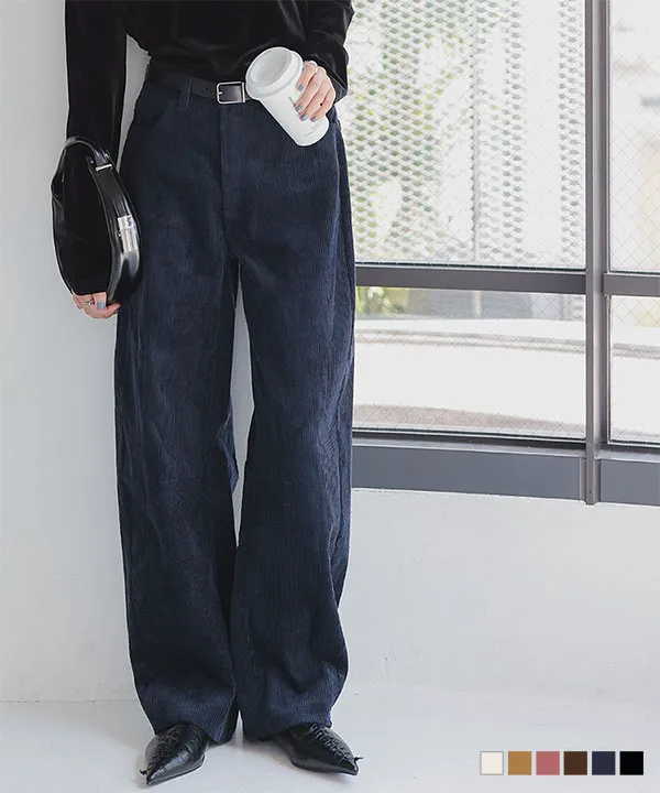 コーデュロイバレルレッグカーブパンツ [M4141] - レディース