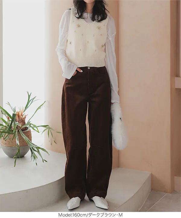 コーデュロイバレルレッグカーブパンツ [M4141]