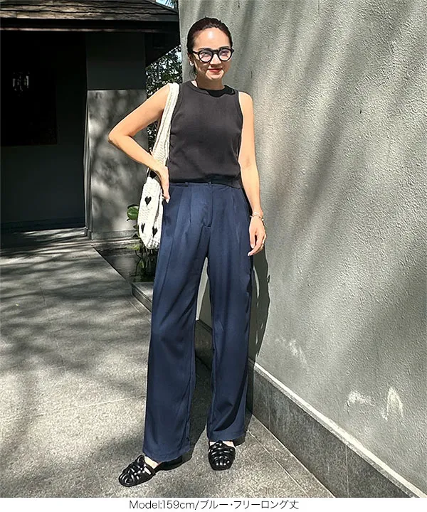 春名亜美さんコラボ ]選べる2丈リネンライクタックパンツ [M4154