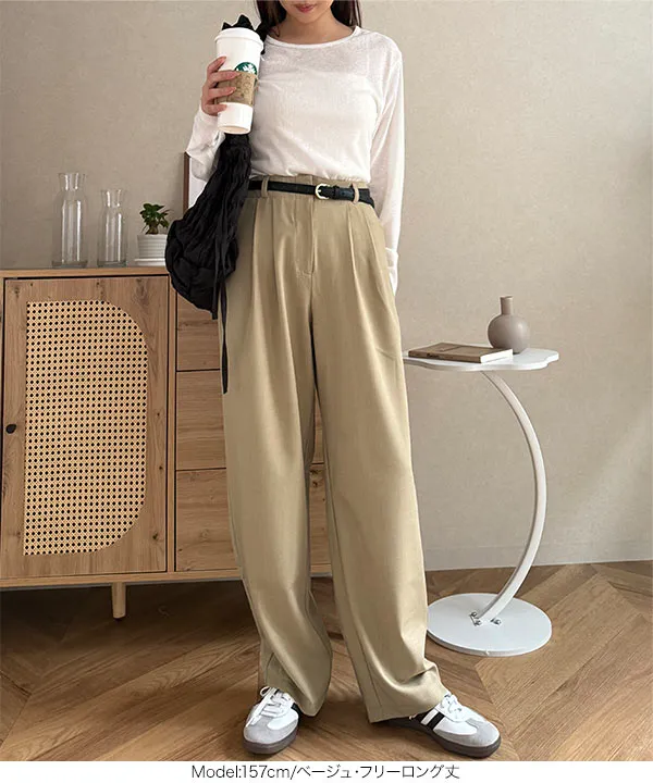春名亜美さんコラボ ]選べる2丈リネンライクタックパンツ [M4154