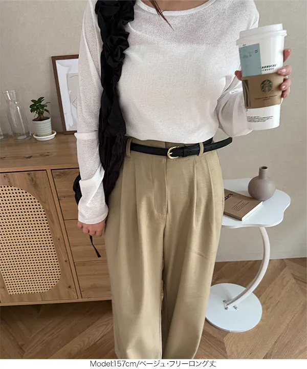 春名亜美さんコラボ ]選べる2丈リネンライクタックパンツ [M4154