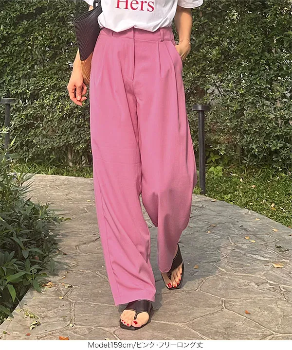 春名亜美さんコラボ ]選べる2丈リネンライクタックパンツ [M4154