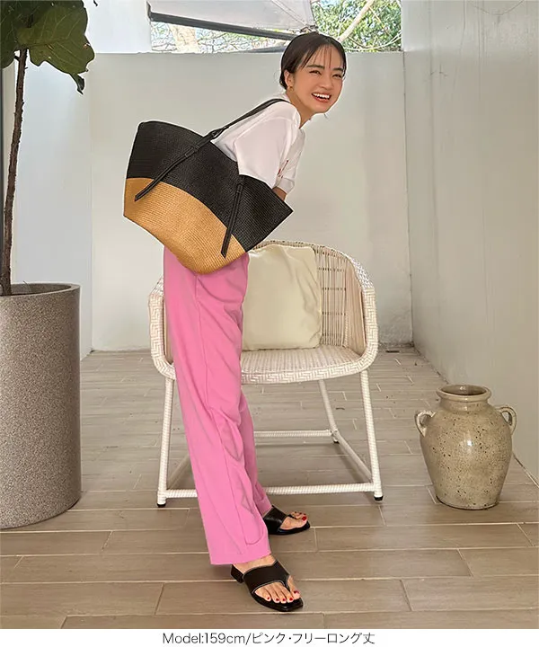 [ 春名亜美さんコラボ ]選べる2丈リネンライクタックパンツ [M4154]