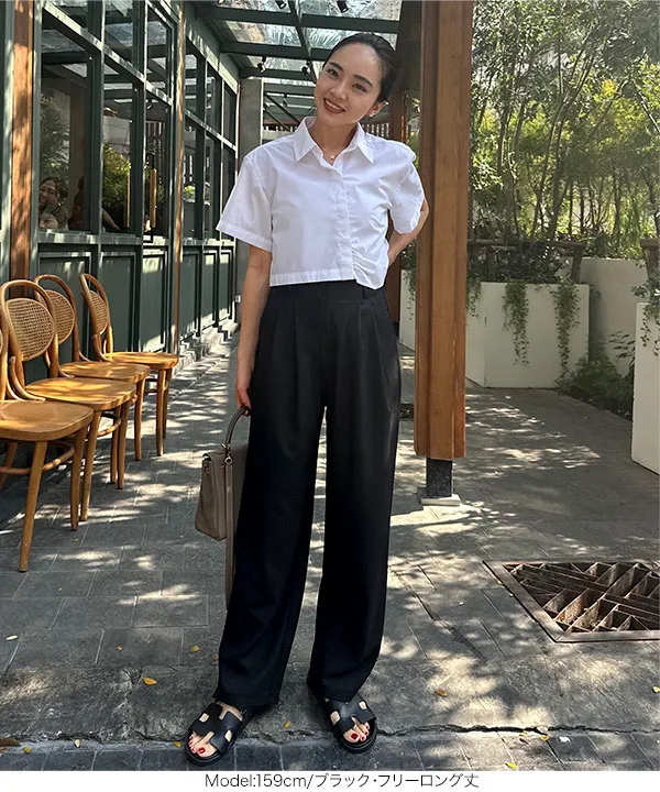 春名亜美さんコラボ ]選べる2丈リネンライクタックパンツ [M4154