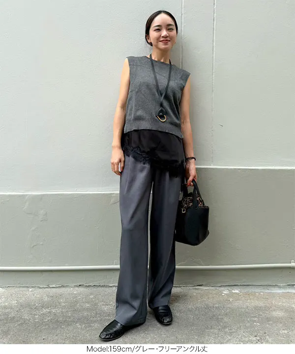 春名亜美さんコラボ ]選べる2丈リネンライクタックパンツ [M4154