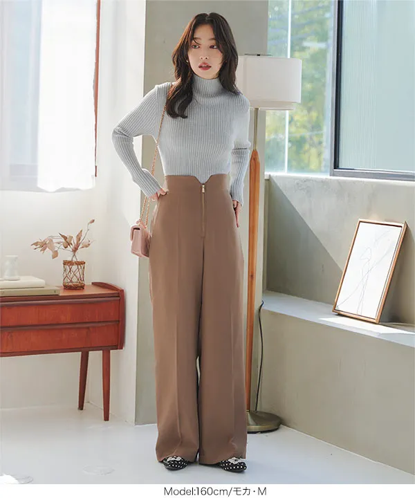 フロントジップワイドパンツ [M4161] - レディースファッション