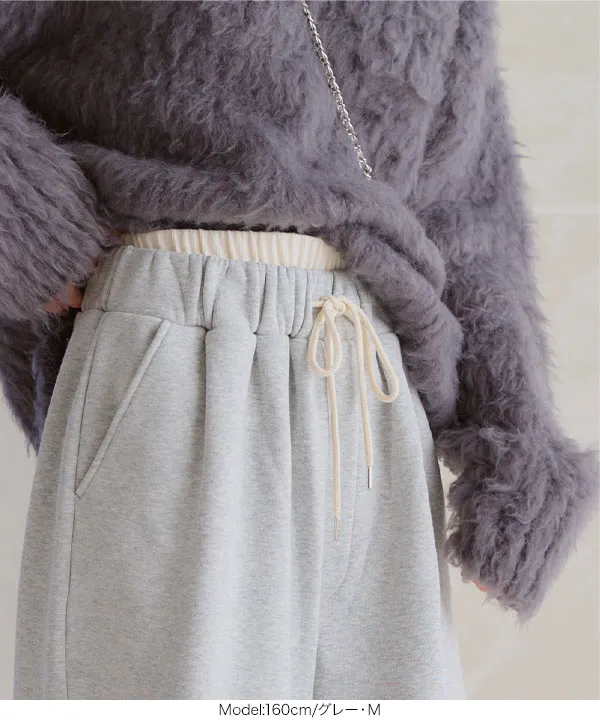 裏起毛 ] ダブルウエストスウェットワイドパンツ [M4180] - レディース