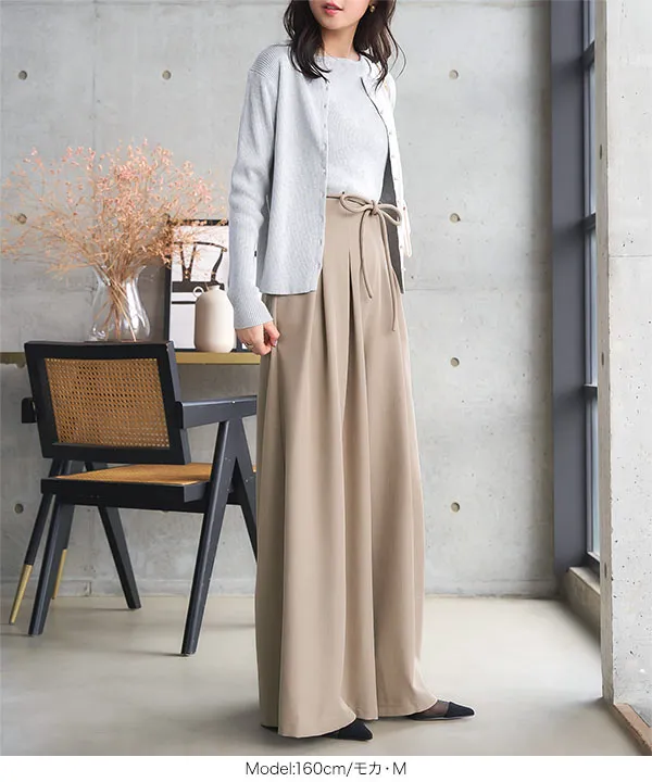 ハイウエストタックワイドパンツ [M4181] - レディース