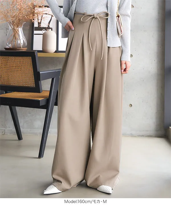 ハイウエストタックワイドパンツ [M4181] - レディース