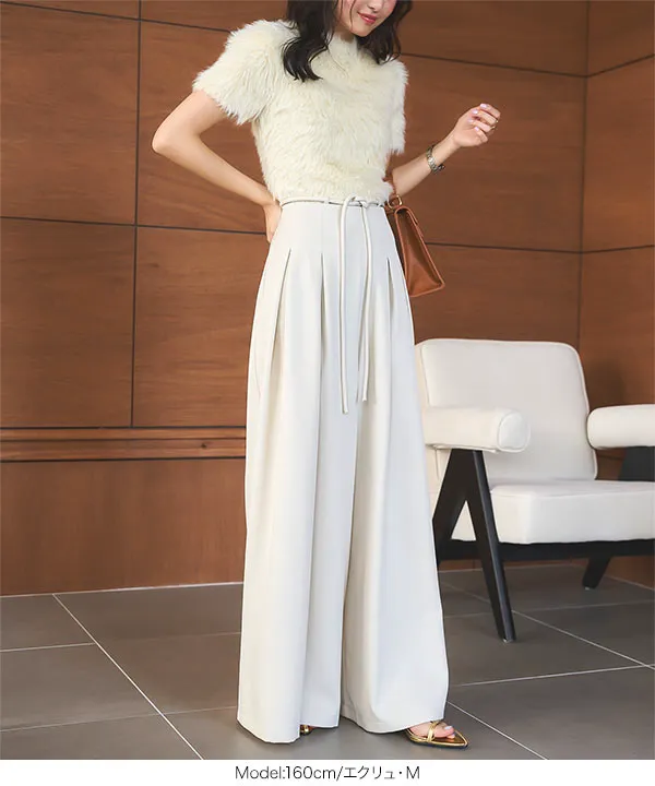 ハイウエストタックワイドパンツ [M4181] - レディース
