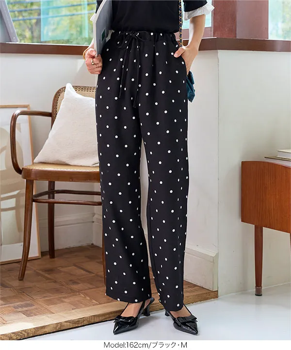 リネンライクドット柄パンツ [M4184] - レディースファッション通販
