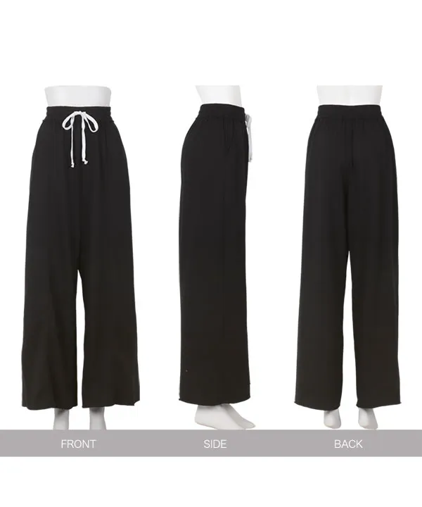 ☆レタス☆ 切りっぱなしスウェットワイドパンツ［M4193］[品番：KO000015046