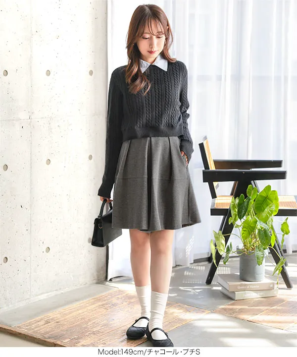 Petitle / プチレ ] ダイバー素材フレアキュロット [M4197