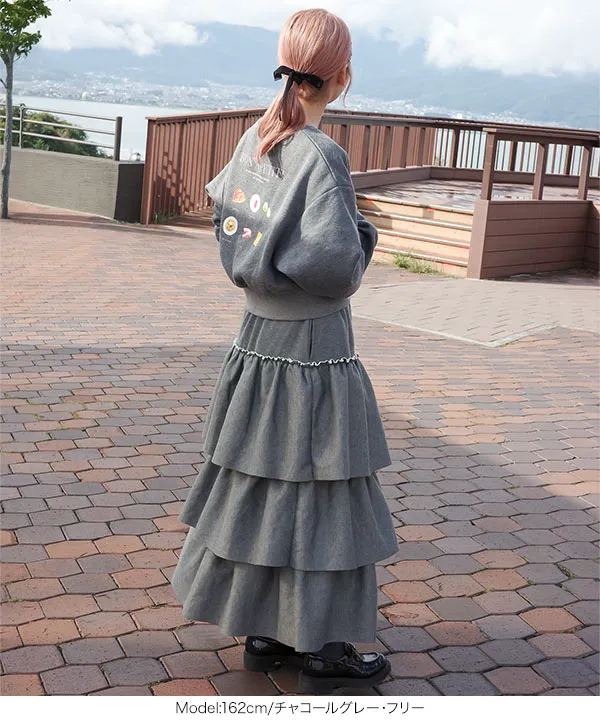 双松桃子さんコラボ ]裏起毛スウェットティアードスカート [M4206