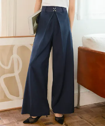 フロントホックデザインワイドパンツ [M4211] - レディース