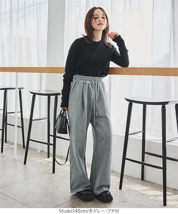 田中亜希子さんコラボ ]選べる2丈 裏起毛スウェットタックパンツ