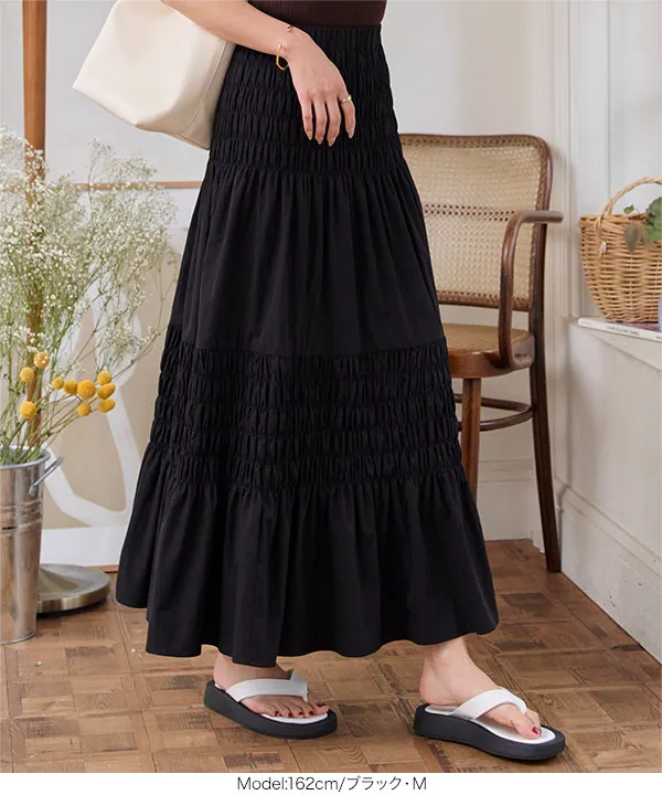 シャーリングフレアスカート [M4219] - レディースファッション通販